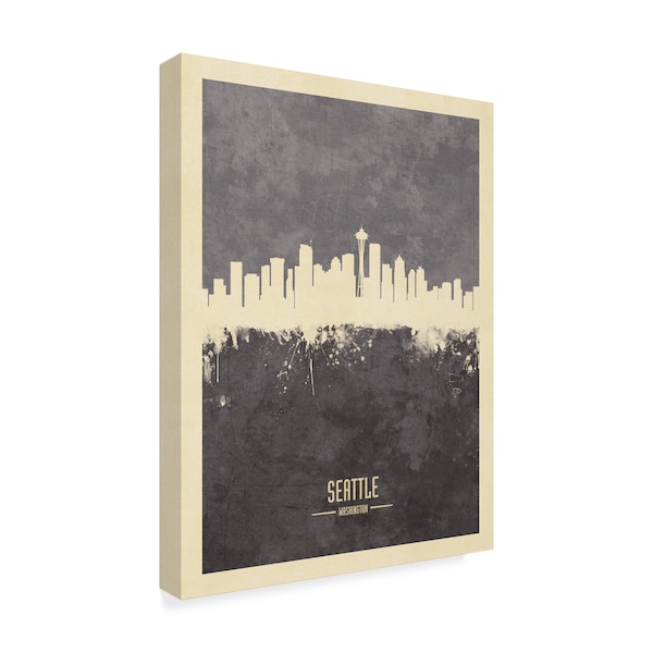 Michael Tompsett 'Seattle Washington Skyline Gray' Canvas Art,14x19